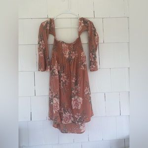 Billabong strapless mini dress with sleeves